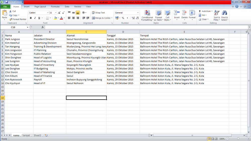 Contoh Database Excel 2007 - ID Jobs DB
